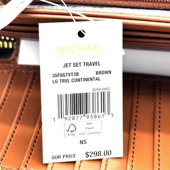 Michael Kors Large Continental Wallet Wristlet Leather Brown - Picture 8 of 8